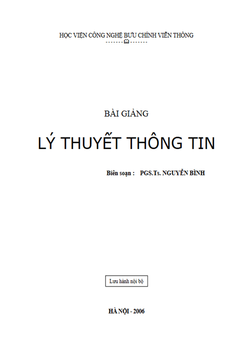 Bài Giảng Lý Thuyết Thông Tin –