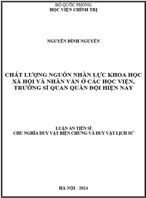 Chất lượng nguồn nhân lực khoa học xã hội và nhân văn ở các học viện, trường sĩ quan quân đội hiện nay