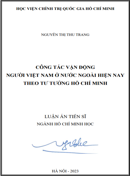 Công tác vận động người Việt Nam ở nước ngoài hiện nay theo tư tưởng Hồ Chí Minh