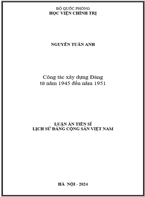 Công tác xây dựng Đảng từ năm 1945 đến năm 1951