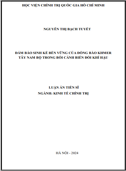 Đảm bảo sinh kế bền vững của đồng bào Khmer Tây Nam Bộ trong bối cảnh biến đổi khí hậu