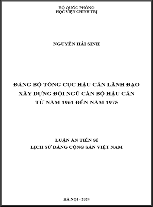 Đảng bộ Tổng cục Hậu cần lãnh đạo xây dựng đội ngũ cán bộ hậu cần từ năm 1961 đến năm 1975