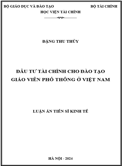 Đầu tư tài chính cho đào tạo giáo viên phổ thông ở Việt Nam