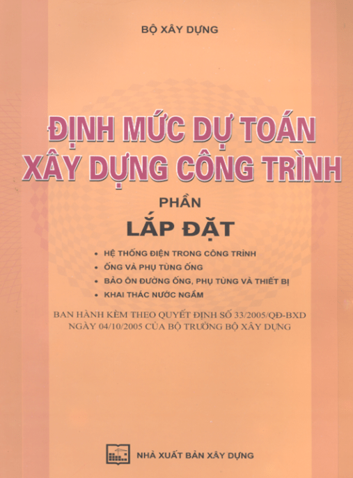 Định Mức Dự Toán Xây Dựng Công Trình – Phần Lắp Đặt –