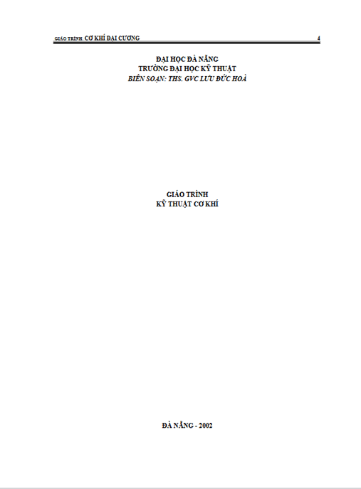 Giáo Trình Cơ Khí Đại Cương –