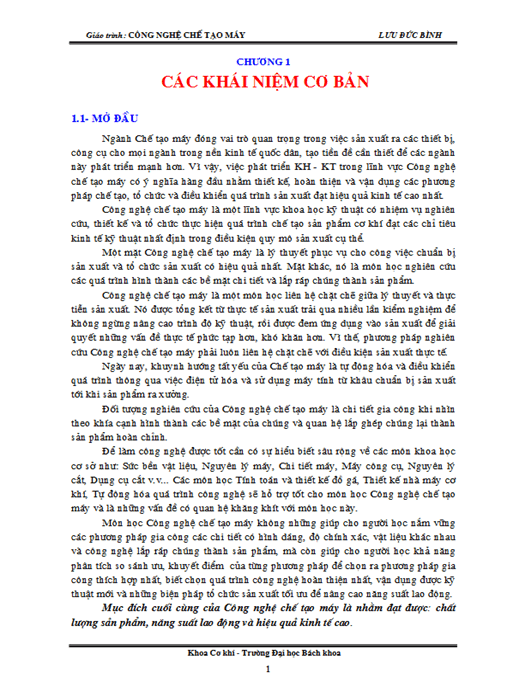 Giáo Trình Công Nghệ Chế Tạo Máy –