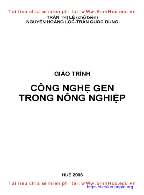 Giáo Trình Công Nghệ Gen Trong Công Nghiệp –