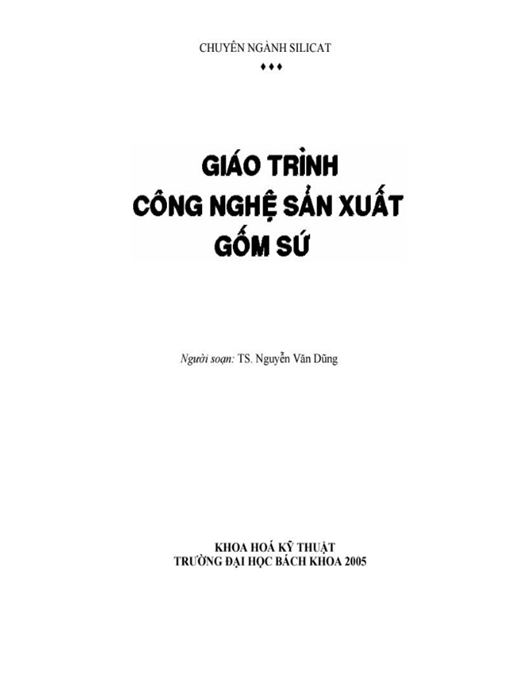 Giáo Trình Công Nghệ Sản Xuất Gốm Sứ –