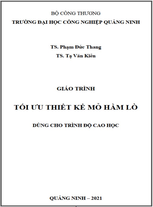 Giáo trình Tối ưu thiết kế mỏ hầm lò – Phần 1