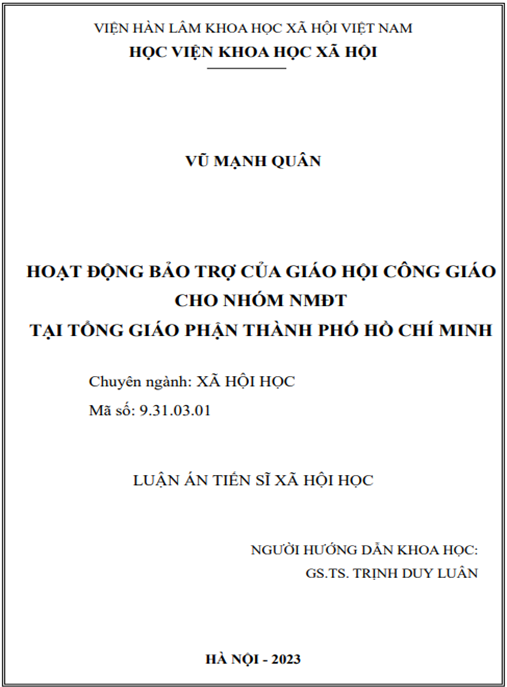 Hoạt động bảo trợ của Giáo hội Công giáo cho nhóm người mẹ đơn thân tại Tổng Giáo phận Thành phố Hồ Chí Minh