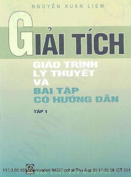 Giải Tích Giáo Trình Lý Thuyết Và Bài Tập Có Hướng Dẫn Tập 1