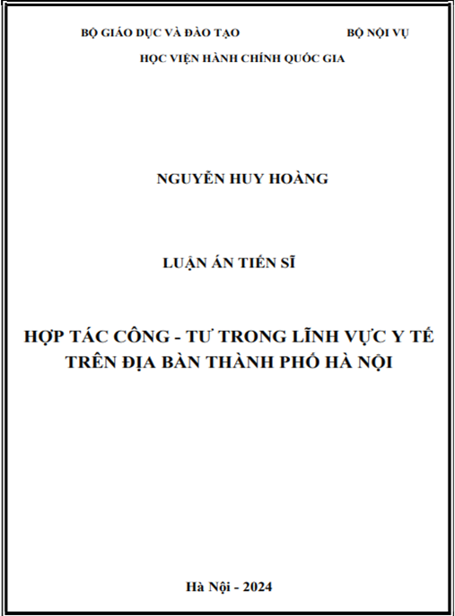 Luận án Hợp tác công – tư trong lĩnh vực y tế trên địa bàn Thành phố Hà Nội