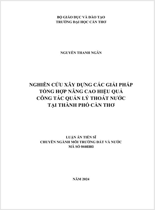 Luận án Nghiên cứu xây dựng các giải pháp tổng hợp nâng cao hiệu quả công tác quản lý thoát nước tại Thành phố Cần Thơ