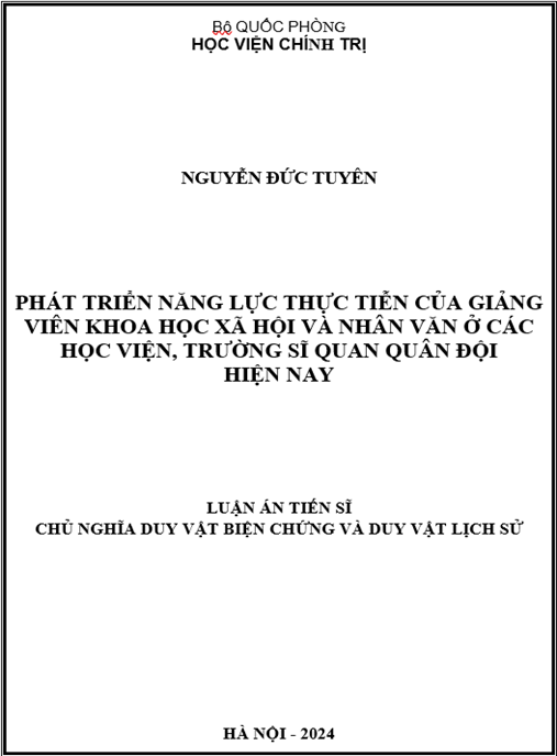 Luận án Phát triển năng lực thực tiễn của giảng viên khoa học xã hội và nhân văn ở các học viện, trường sĩ quan quân đội hiện nay
