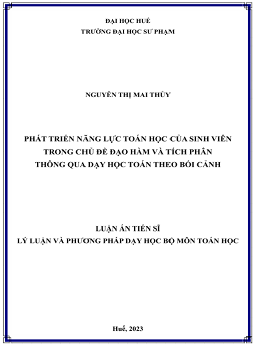 Luận án Phát triển năng lực toán học của sinh viên trong chủ đề đạo hàm và tích phân thông qua dạy học toán theo bối cảnh