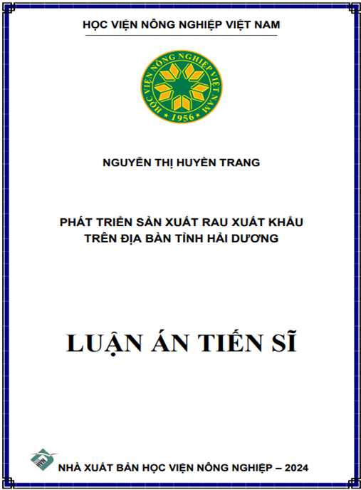 Luận án Phát triển sản xuất rau xuất khẩu trên địa bàn tỉnh Hải Dương