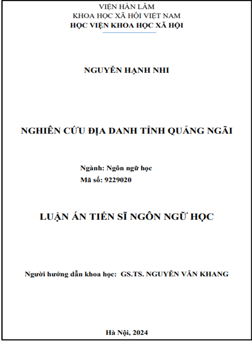 Nghiên cứu địa danh tỉnh Quảng Ngãi