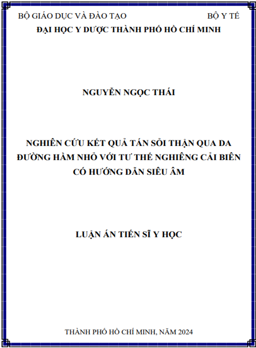 Nghiên cứu kết quả tán sỏi thận qua da đường hầm nhỏ với tư thế nghiêng cải biên có hướng dẫn siêu âm