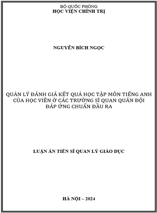 Quản lý đánh giá kết quả học tập môn tiếng Anh của học viên ở các trường sĩ quan Quân đội đáp ứng chuẩn đầu ra