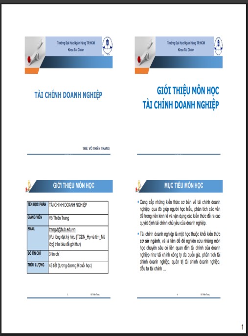 Bài giảng Tài chính doanh nghiệp