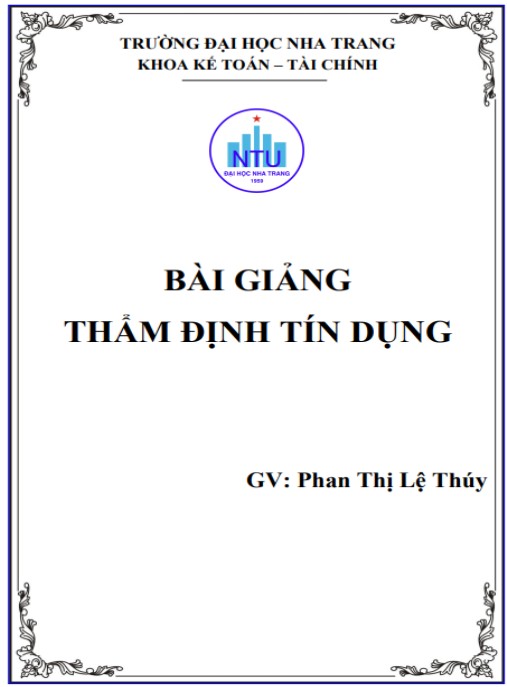 Bài giảng Thẩm định tín dụng