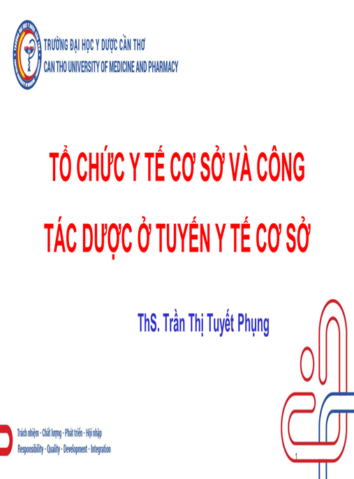 Bài giảng Tổ chức y tế cơ sở và công tác dược ở tuyến y tế cơ sở