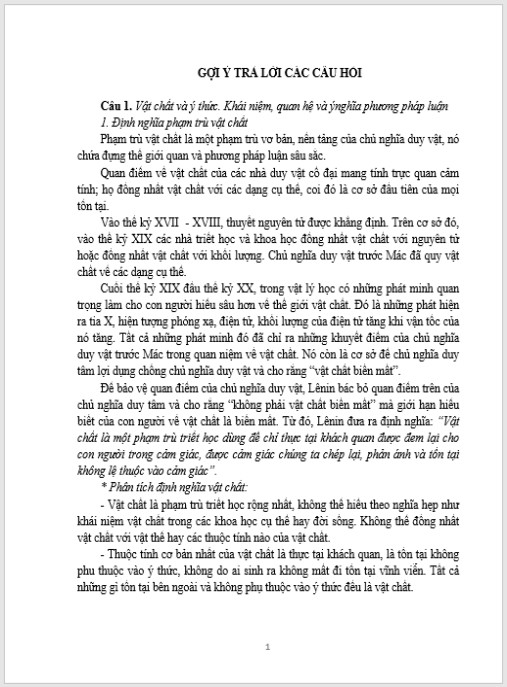 Câu hỏi ôn tập Triết học