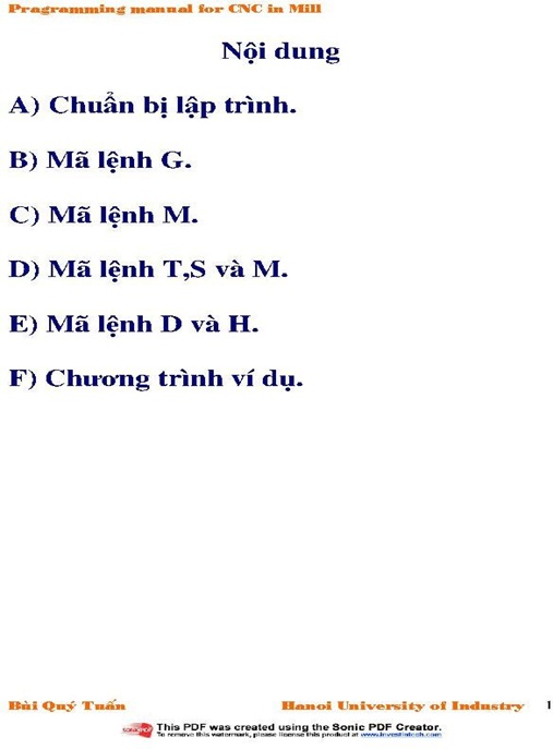 Giáo Trình CNC Cho Máy Phay
