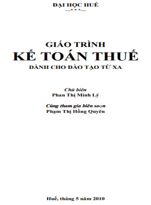 Giáo Trình Kế Toán Thuế
