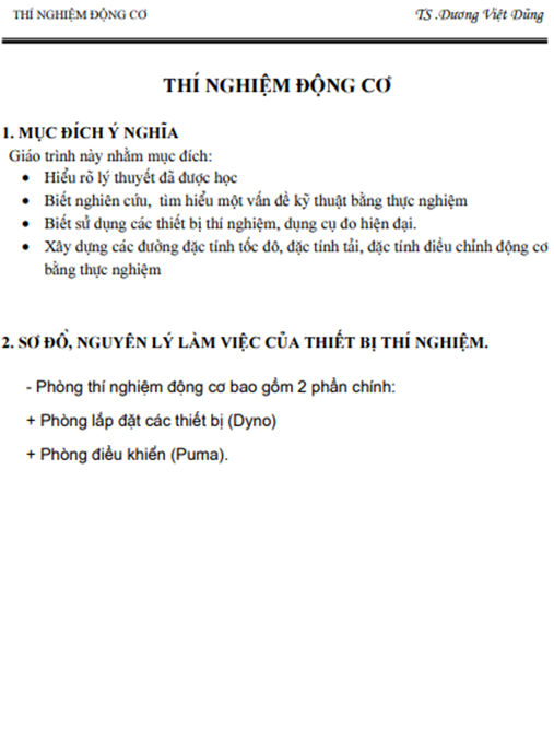 Giáo Trình Môn Học Thí Nghiệm Động Cơ