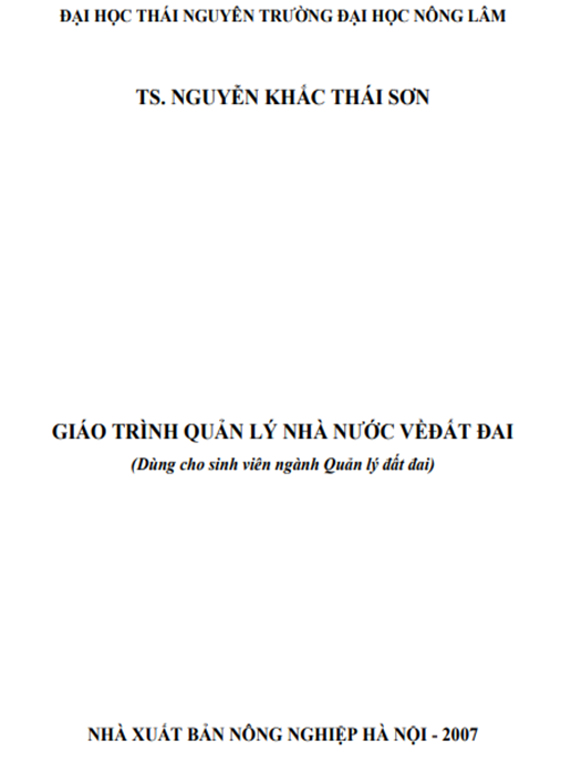 Giáo Trình Quản Lý Nhà Nước Về Đất Đai