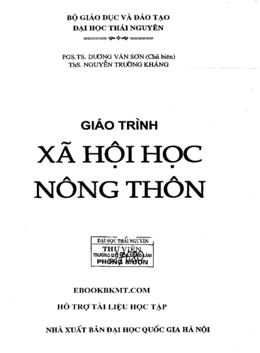 Giáo Trình Xã Hội Học Nông Thôn