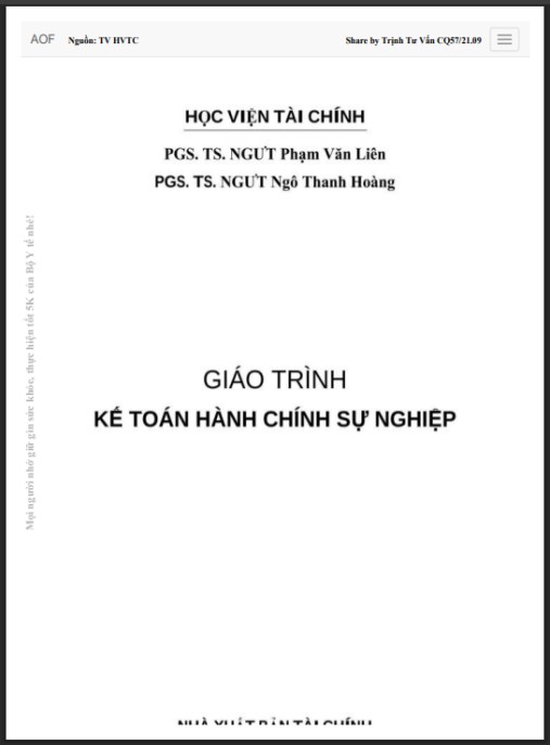 Giáo trình Kế toán hành chính sự nghiệp – Phần 2