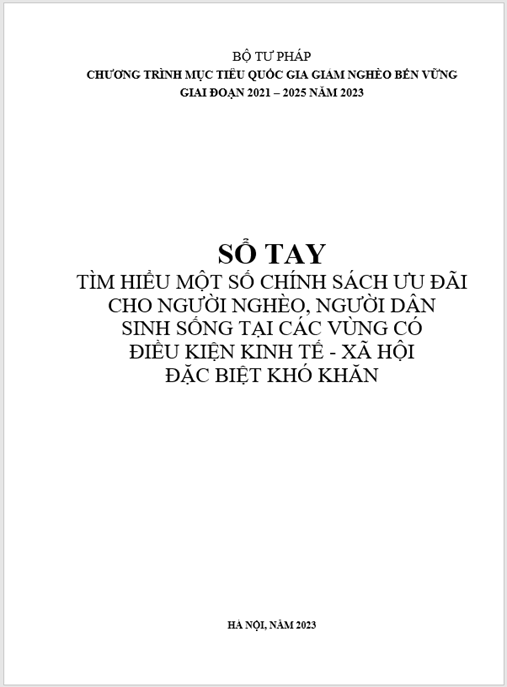 Sổ tay Tìm hiểu một số chính sách ưu đãi cho người nghèo, người dân sinh sống tại các vùng có điều kiện kinh tế – xã hội đặc biệt khó khăn