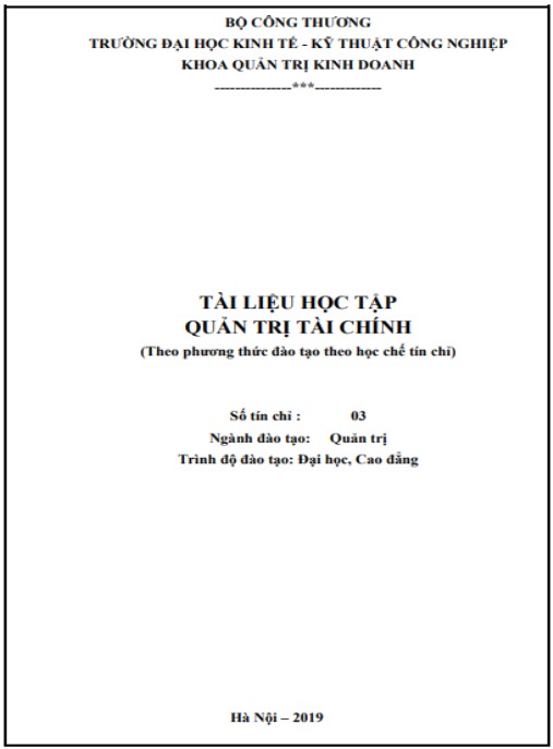 Tài liệu học tập Quản trị tài chính