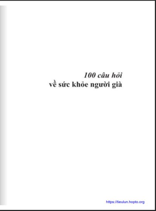 100 Câu Hỏi Về Sức Khỏe Người Già