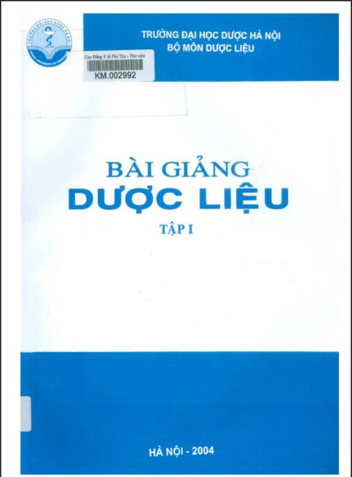 Bài Giảng Dược Liệu Tập 1