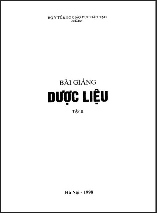 Bài Giảng Dược Liệu Tập 2