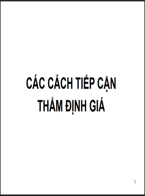 Bài giảng Các cách tiếp cận trong thẩm định giá