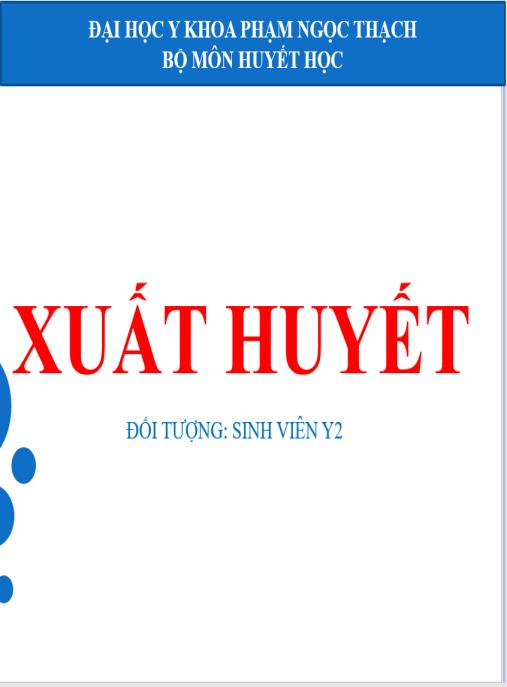 Bài giảng Huyết học, Xuất huyết