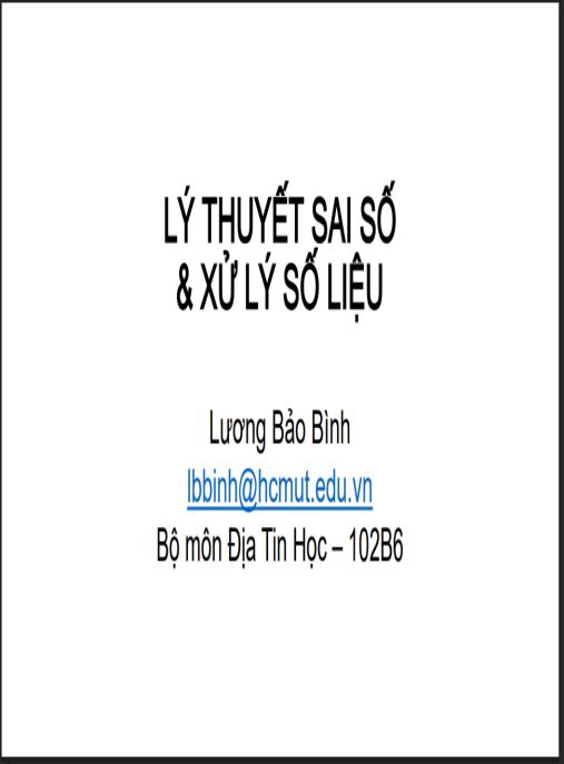 Bài giảng Lý thuyết sai số và xử lý số liệu