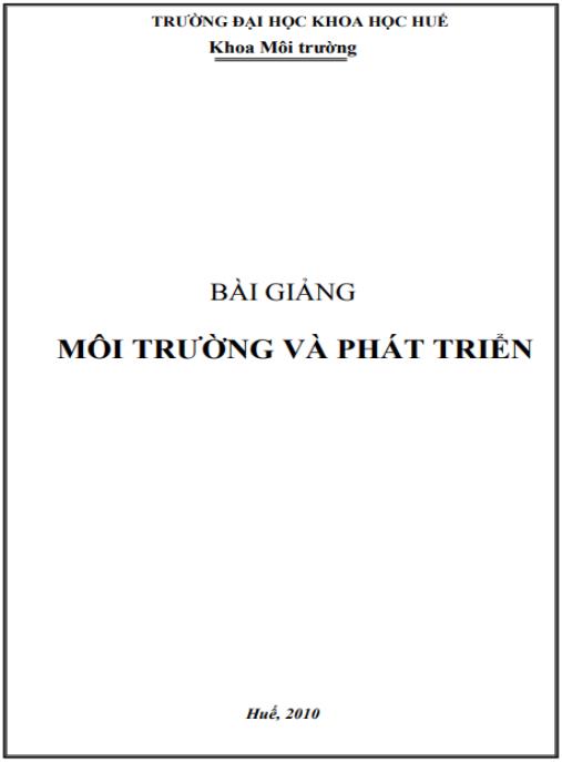 Bài giảng Môi trường và phát triển – Phần I
