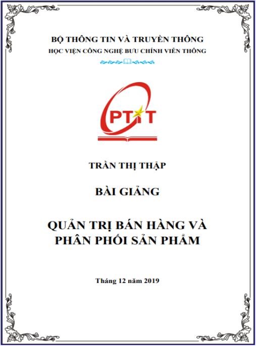 Bài giảng Quản trị bán hàng và phân phối sản phẩm