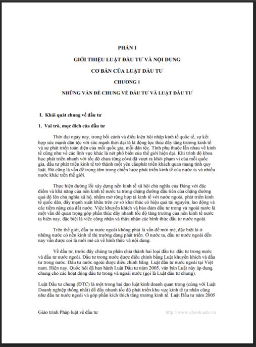 GIÁO TRÌNH LUẬT ĐẦU TƯ