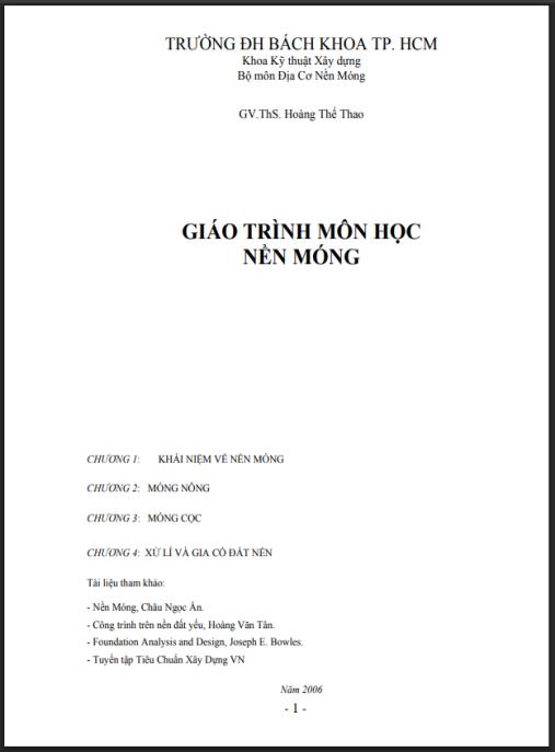 GIÁO TRÌNH MÔN HỌC NỀN MÓNG
