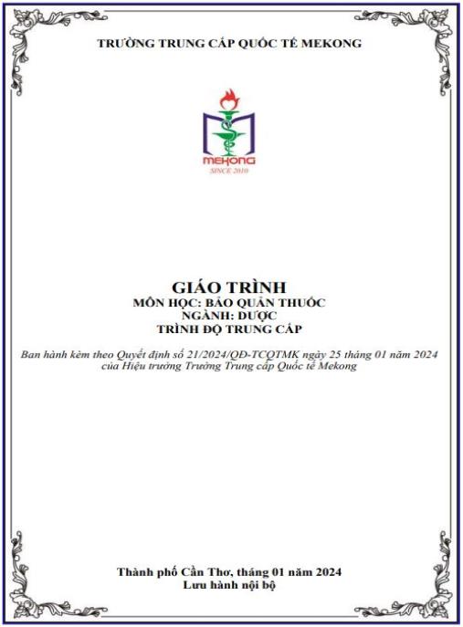 Giáo trình Bảo quản thuốc