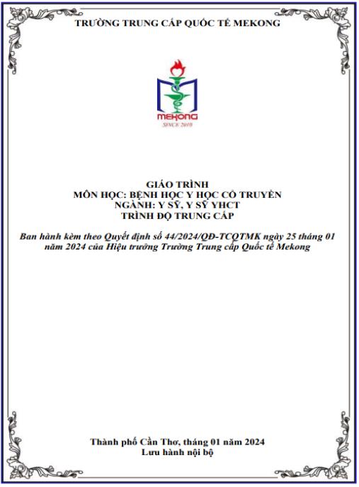 Giáo trình Bệnh học Y học cổ truyền