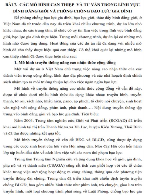 Giáo trình Công tác xã hội trong bình đẳng giới và phòng chống bạo lực gia đình Phần 2
