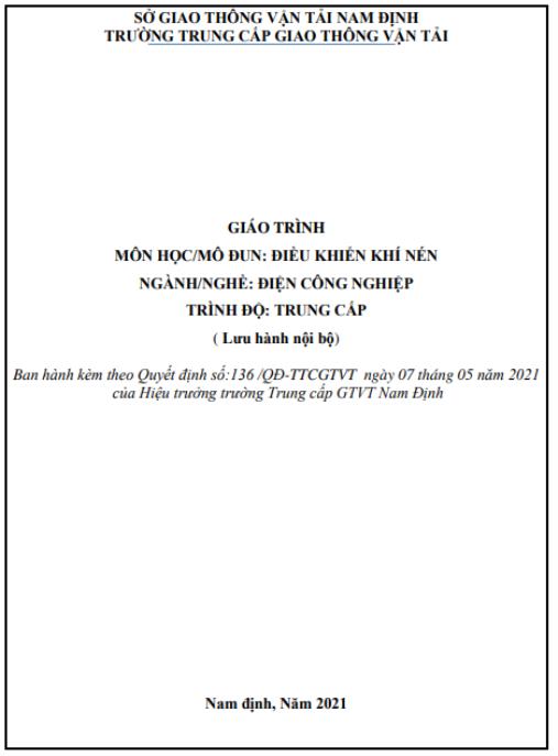 Giáo trình Điều khiển khí nén