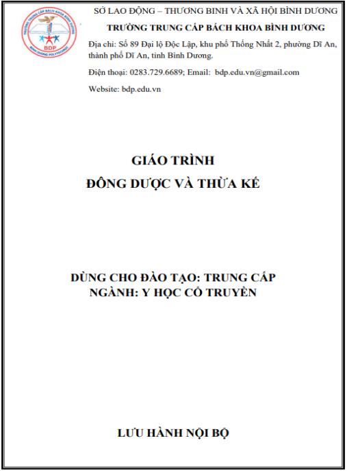 Giáo trình Đông dược và thừa kế